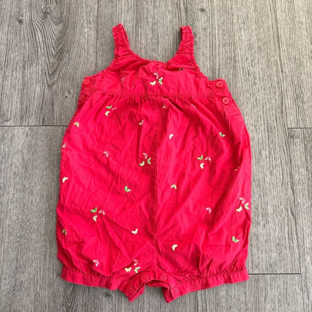 Gymboree girls pink romper with butterfly embroidery size 3t